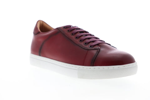 Zanzara Music ZZL1058 Mens Red Leather Lace Up Low Top Sneakers Shoes