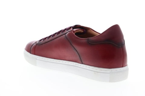 Zanzara Music ZZL1058 Mens Red Leather Lace Up Low Top Sneakers Shoes