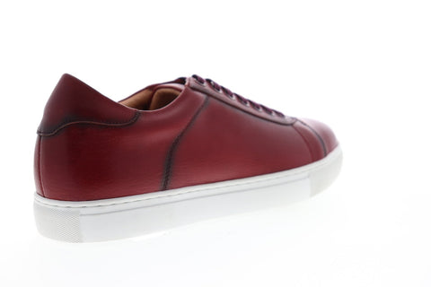 Zanzara Music ZZL1058 Mens Red Leather Lace Up Low Top Sneakers Shoes