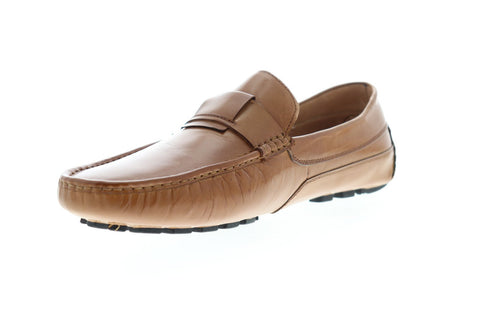 Zanzara Newton ZZ21100 Mens Brown Leather Casual Slip On Loafers Shoes
