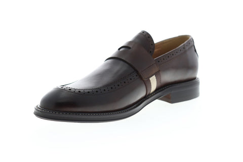 Zanzara Hensel ZZS1106 Mens Brown Leather Dress Slip On Loafers Shoes