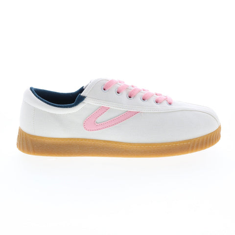 Tretorn A-NYLITECA Womens White Canvas Lace Up Lifestyle Sneakers Shoes