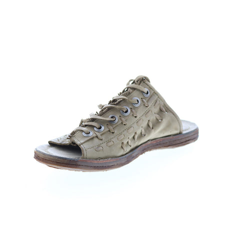 A.S.98 Regis A16032-101 Womens Green Leather Lace Up Sandals Shoes