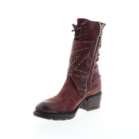 A.S.98 Callhoun A22208-101 Womens Burgundy Leather Casual Dress Boots Boots