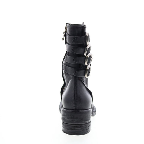A.S.98 Spero A23215-301 Womens Black Leather Hook & Loop Casual Dress Boots