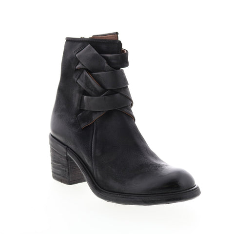 A.S.98 Jacob A24211-301 Womens Black Leather Zipper Mid Calf Boots