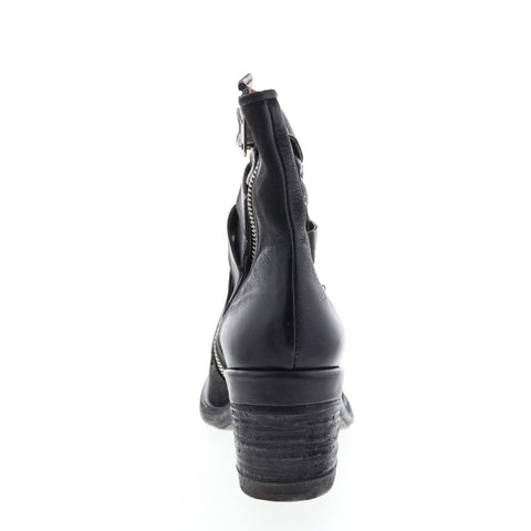 A.S.98 Jacob A24211-301 Womens Black Leather Zipper Mid Calf Boots