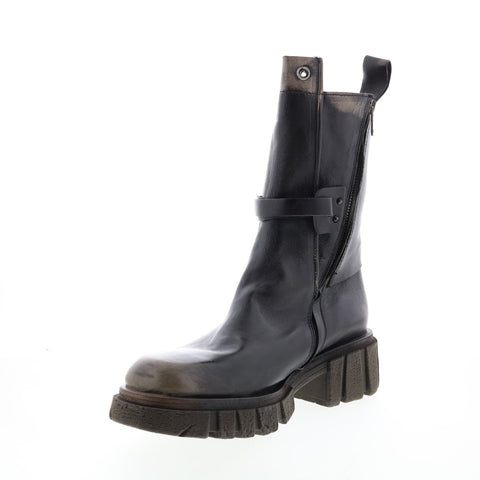 A.S.98 Hallsey A54202-101 Womens Black Leather Casual Dress Boots Boots