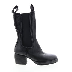 A.S.98 Collins A57202-301 Womens Black Leather Slip On Casual Dress Boots