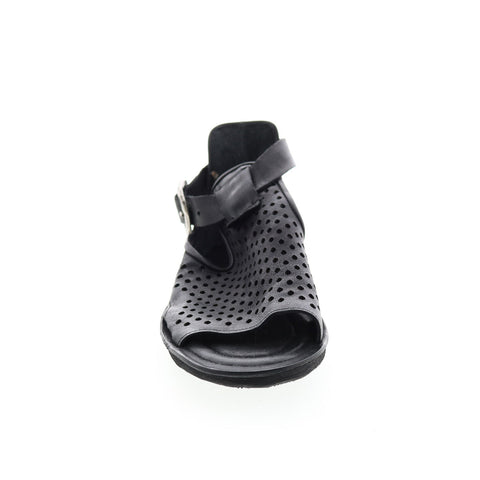 A.S.98 Mason A67005-201 Womens Black Leather Hook & Loop Strap Sandals Shoes