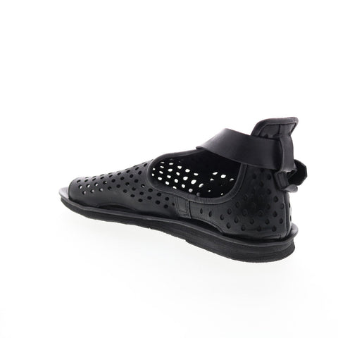 A.S.98 Mason A67005-201 Womens Black Leather Hook & Loop Strap Sandals Shoes