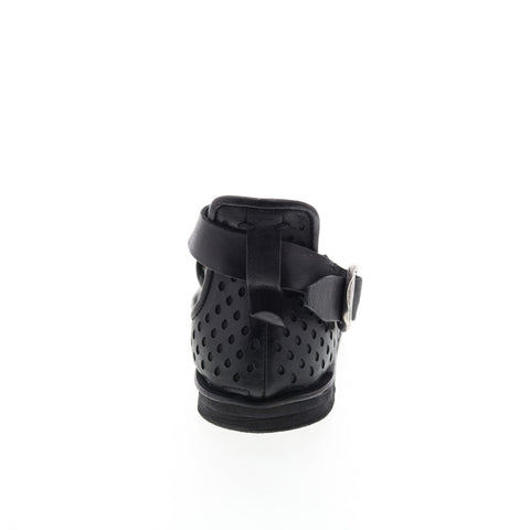 A.S.98 Mason A67005-201 Womens Black Leather Hook & Loop Strap Sandals Shoes