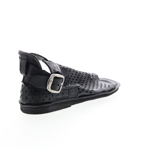 A.S.98 Mason A67005-201 Womens Black Leather Hook & Loop Strap Sandals Shoes