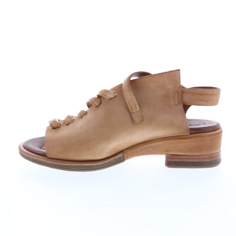 A.S.98 Simmy A70002-101 Womens Brown Leather Hook & Loop Strap Sandals Shoes