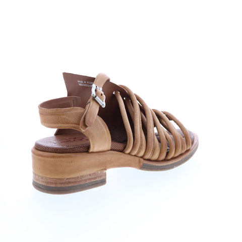 A.S.98 Simmy A70002-101 Womens Brown Leather Hook & Loop Strap Sandals Shoes