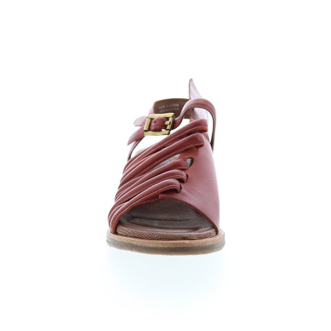 A.S.98 Simmy A70002-201 Womens Brown Leather Hook & Loop Strap Heels Shoes