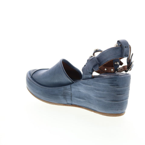 A.S.98 Arttie A76002-201 Womens Blue Leather Sandals Wedges Shoes