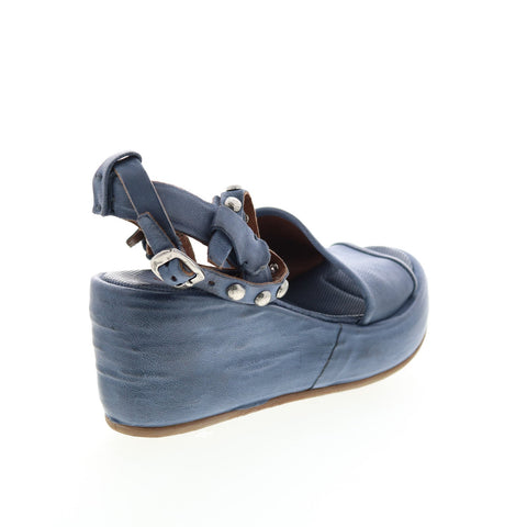A.S.98 Arttie A76002-201 Womens Blue Leather Sandals Wedges Shoes