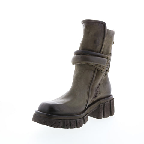 A.S.98 Hersh A82206-301 Womens Green Leather Zipper Casual Dress Boots