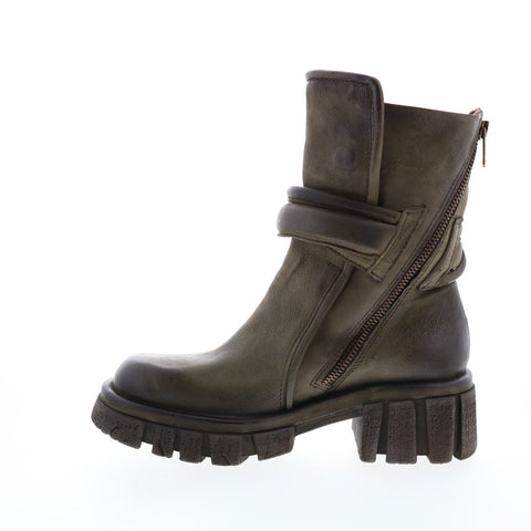 A.S.98 Hersh A82206-301 Womens Green Leather Zipper Casual Dress Boots