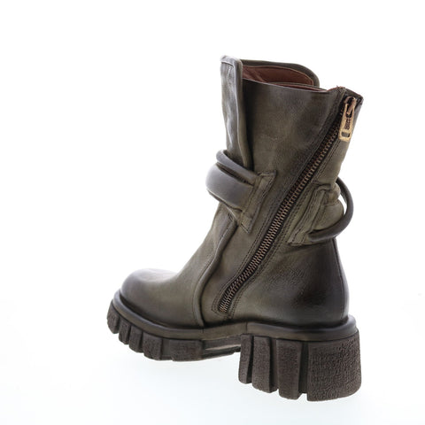 A.S.98 Hersh A82206-301 Womens Green Leather Zipper Casual Dress Boots