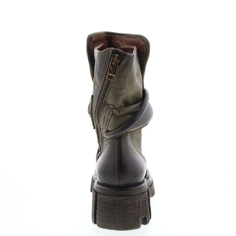 A.S.98 Hersh A82206-301 Womens Green Leather Zipper Casual Dress Boots