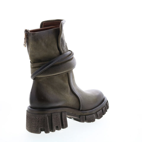A.S.98 Hersh A82206-301 Womens Green Leather Zipper Casual Dress Boots