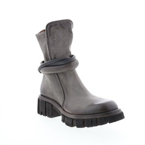 A.S.98 Hersh A82206-301 Womens Gray Leather Zipper Casual Dress Boots