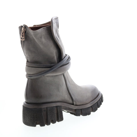 A.S.98 Hersh A82206-301 Womens Gray Leather Zipper Casual Dress Boots