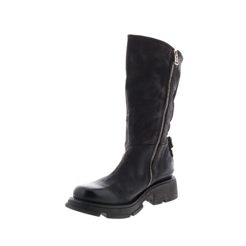 A.S.98 Lexington A94307-201 Womens Black Leather Zipper Mid Calf Boots