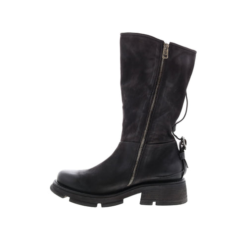 A.S.98 Lexington A94307-201 Womens Black Leather Zipper Mid Calf Boots