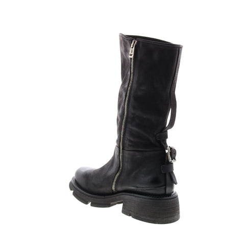 A.S.98 Lexington A94307-201 Womens Black Leather Zipper Mid Calf Boots