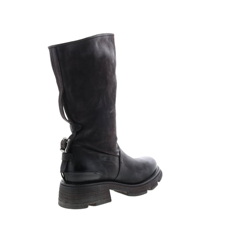 A.S.98 Lexington A94307-201 Womens Black Leather Zipper Mid Calf Boots
