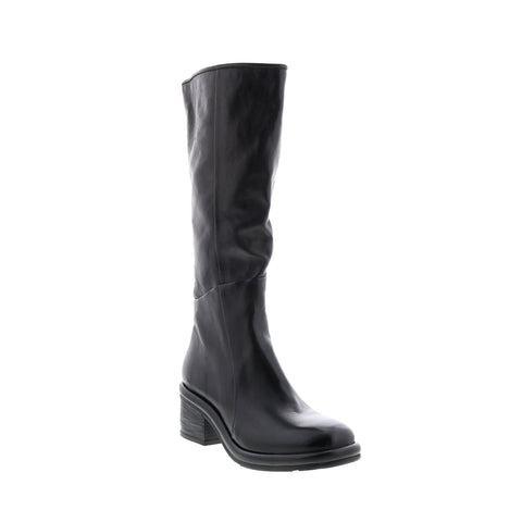 A.S.98 Lynton A95305-101 Womens Black Leather Zipper Knee High Boots