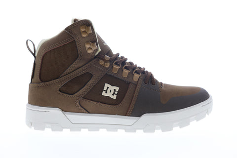 DC Pure High-Top Water Resistant Boot ADYB100006 Mens Brown Skate Sneakers Shoes