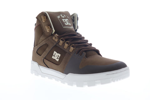DC Pure High-Top Water Resistant Boot ADYB100006 Mens Brown Skate Sneakers Shoes