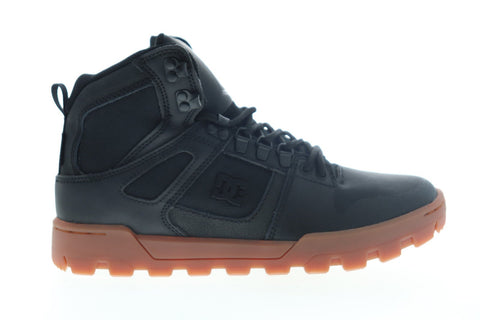 DC Pure HI Water Resistant ADYB100006 Mens Black Leather Lace Up Athletic Skate Shoes