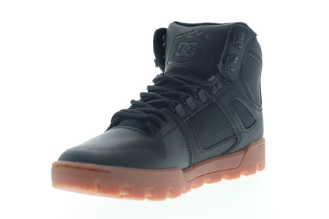 DC Pure HI Water Resistant ADYB100006 Mens Black Leather Lace Up Athletic Skate Shoes