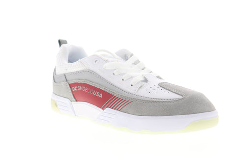 DC Legacy 98 Slim SE ADYS100447 Mens White Gray Suede Athletic Skate Shoes