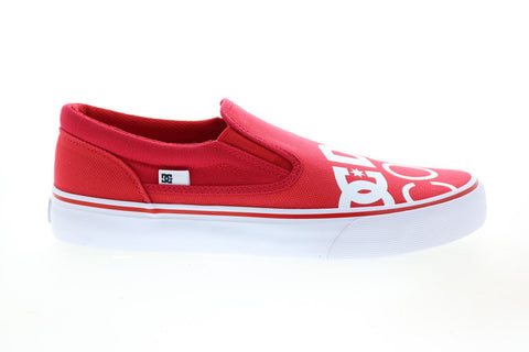 DC Trase Slip-On SP ADYS300185 Mens Red Canvas Skate Inspired Sneakers Shoes