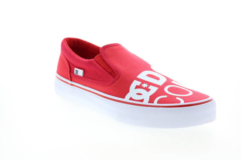 DC Trase Slip-On SP ADYS300185 Mens Red Canvas Skate Inspired Sneakers Shoes