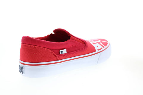 DC Trase Slip-On SP ADYS300185 Mens Red Canvas Skate Inspired Sneakers Shoes