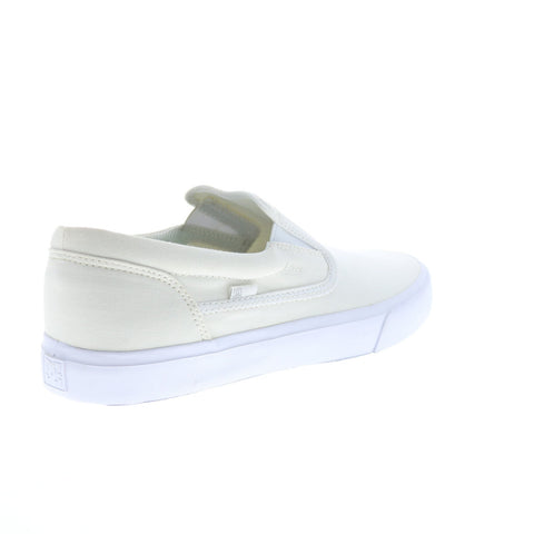 DC Trase Slip-On TX ADYS300602-WW0 Mens White Canvas Skate Sneakers Shoes