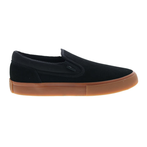 DC Manual Slip-On Leather ADYS300745-BGM Mens Black Suede Skate Sneakers Shoes