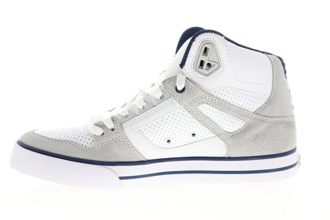 DC Pure High Top WC Mens White Leather Athletic Lace Up Skate Shoes