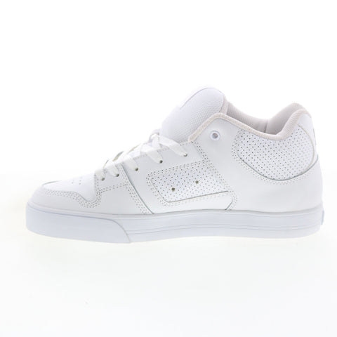 DC Pure Mid ADYS400082-WGY Mens White Leather Skate Inspired Sneakers Shoes
