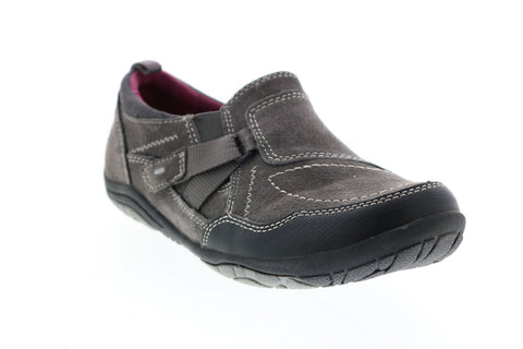 Earth Origins Alison Womens Gray Wide Suede Strap Lifestyle Sneakers Shoes