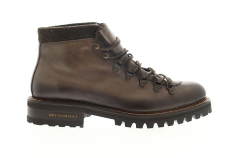 Bruno Magli Alpino Mens Brown Leather High Top Lace Up Casual Dress Boots