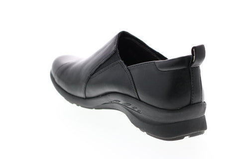 Earth Amity Soft Leather Slip On Womens Black Wide Loafer Slippers Shoes