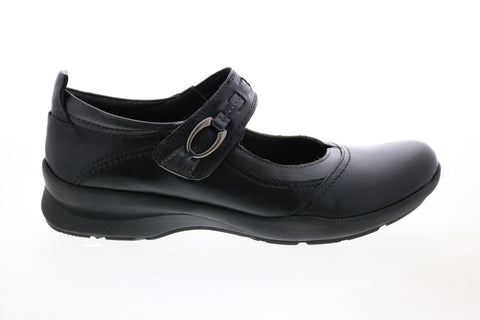 Earth Angelica Leather Womens Black Narrow Mary Jane Flats Shoes